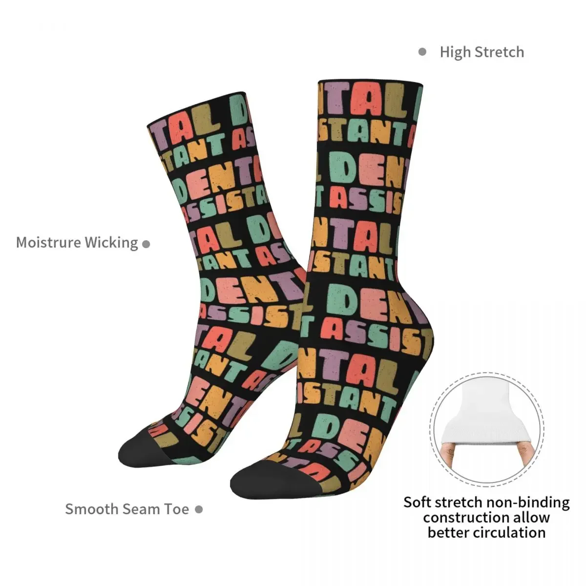 Dental Assistant Socks Harajuku Super Soft Stockings All Season Long Socks Accessories for Man's Woman's Birthday Present