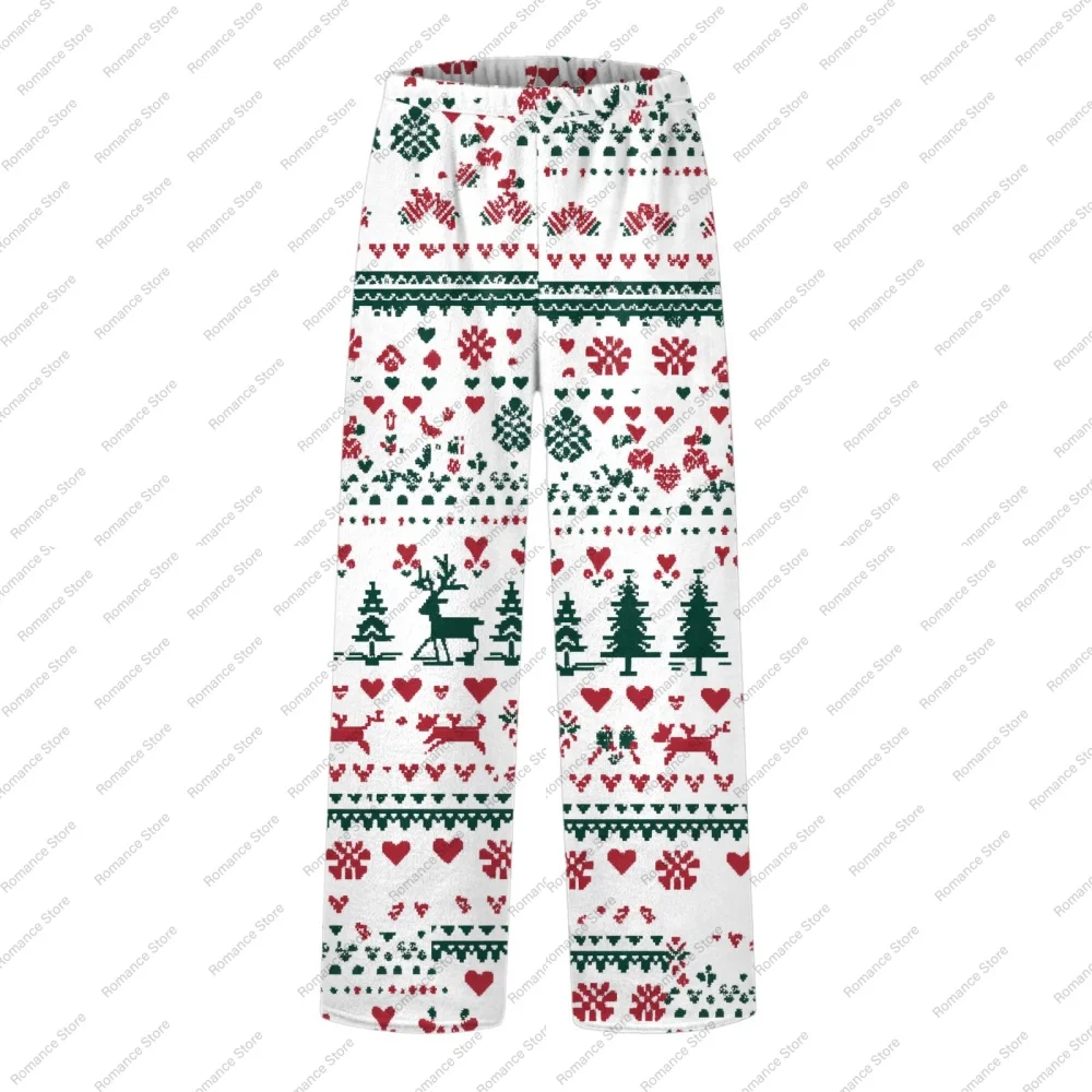 Flannel Christmas Printed Men's and Women's Loose Straight Leg Pants for Autumn and Winter Casual Quick Drying Breathable Pants