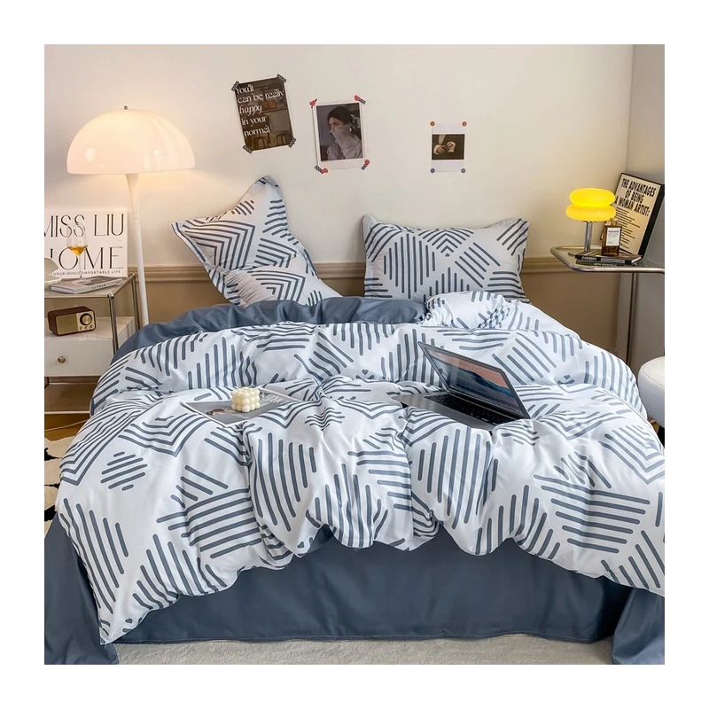 Korea style Double bed Duvet cover Microfiber bedding queen king Twin size 220x240 200x230 for single cartoon Plaid 1PCS