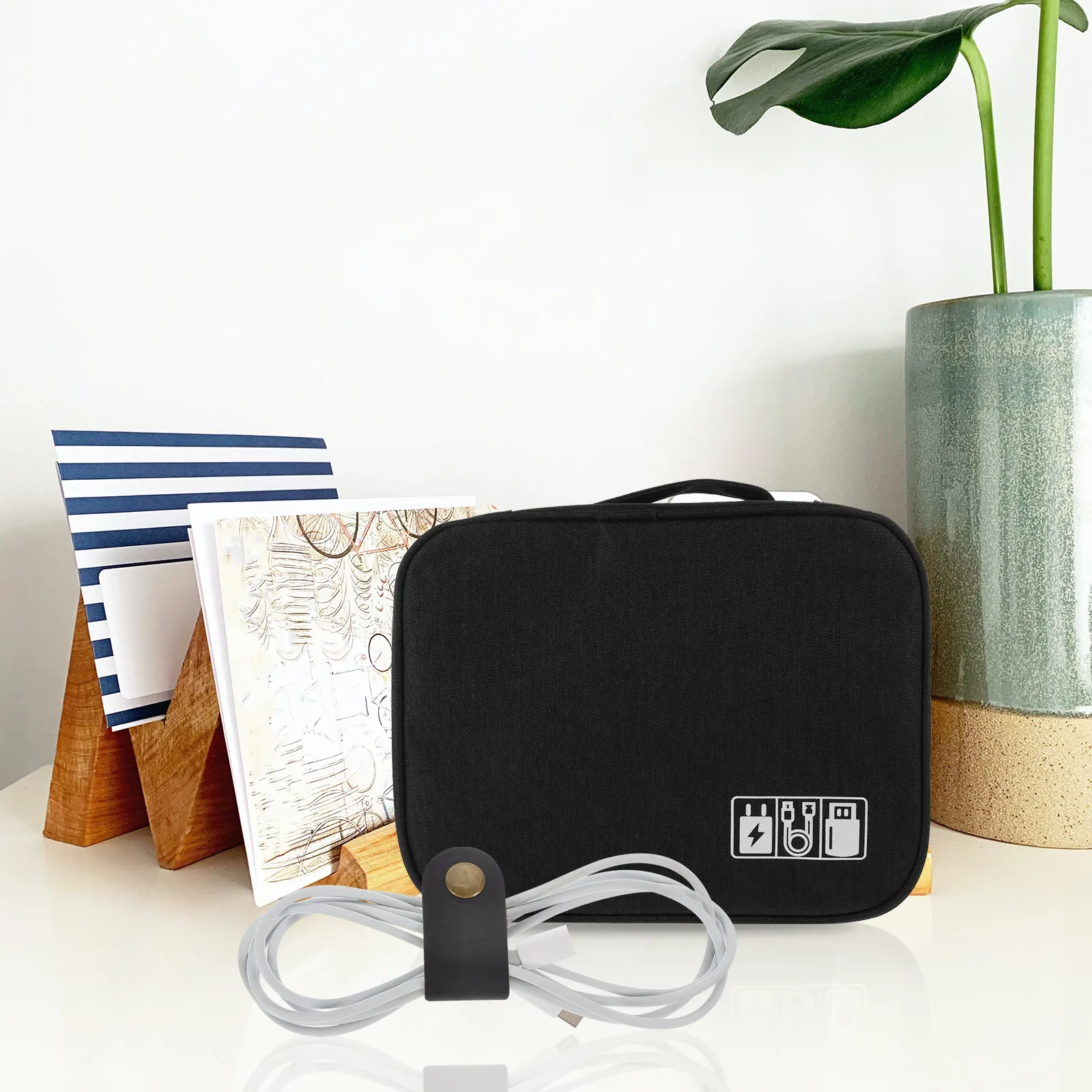 5Pcs Premium Cowhide Cord Organizer Strap for Charging Cords USB Headphone Wires Tight Fit Cable Management Reusable