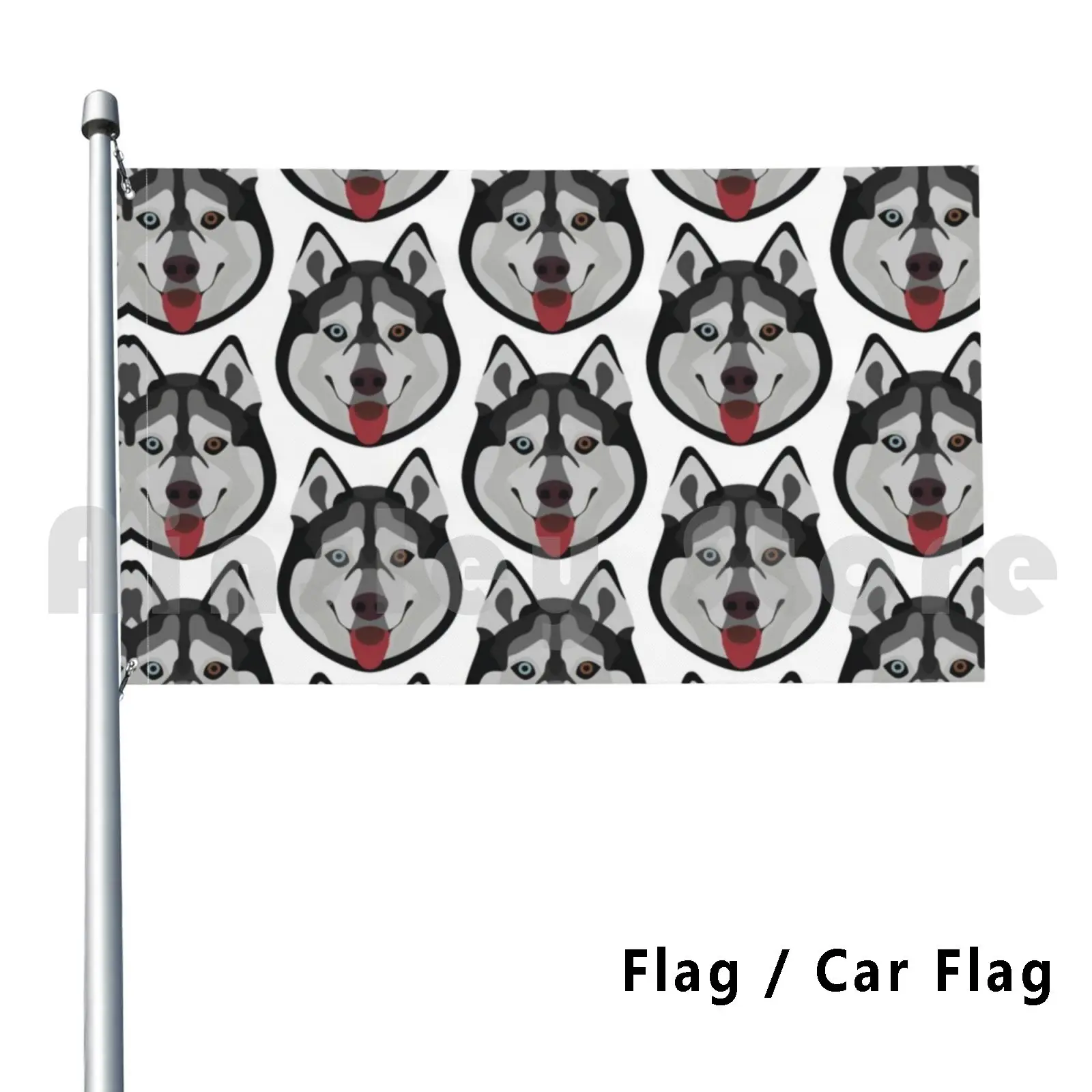 Flag Car Flag Illustration Dogs Face Siberian Husky Hat Husky Dog Siberian Husky Cheeky Puppy Head Good Boy