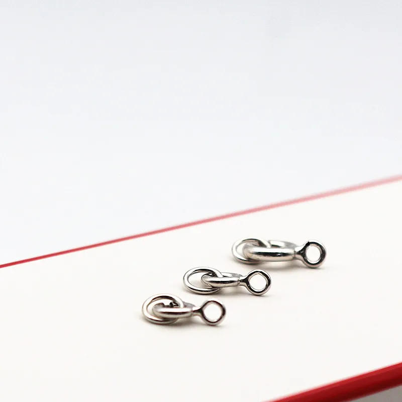1Piece Solid 925 Sterling Silver 5mm 6mm Spring Ring Clasp with Closed Jump for Jewelry Making DIY Components Finding