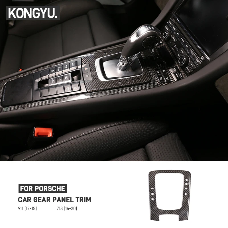 For Porsche 911 2012-2018 718 Cayman Boxster 2016-2019 Dry Carbon Fiber Center Control Gear Panel Cover Trim Decoration Sticker