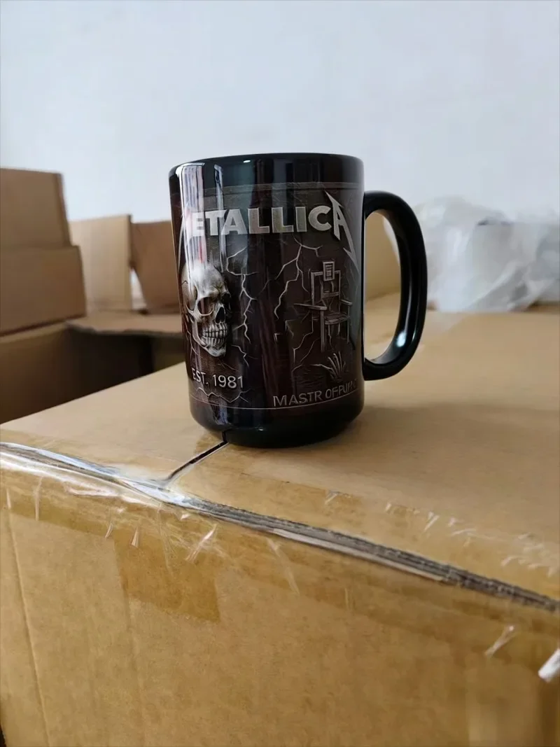 Vintage Metallica Skull & Master of Puppets Embossed Mug - Heavy Metal Rock Coffee Cup for Fans, Nothing Else Matters