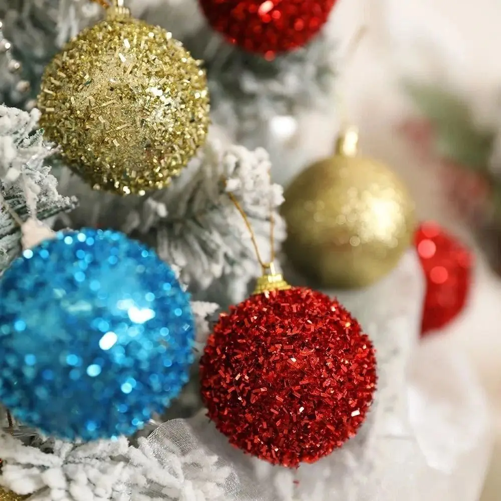6 قطعة 6 سنتيمتر عيد الميلاد الكرة عيد الميلاد الحلي هدية الكرة شجرة عيد الميلاد زخرفة لامعة DIY بها بنفسك شجرة عيد الميلاد معلقة المعلقات زينة عيد الميلاد