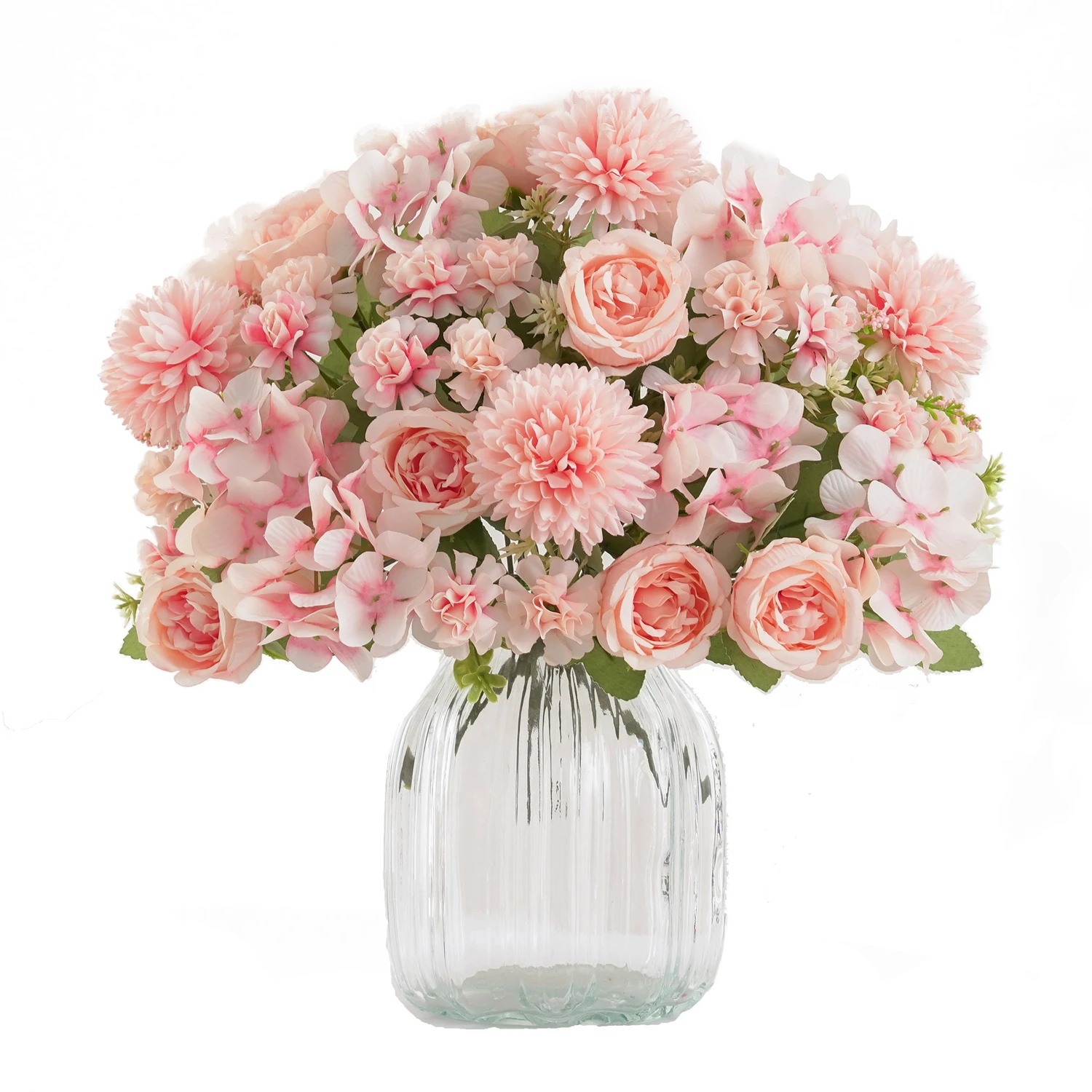 1/4pcs Realistic Artificial Flower Bouquet, Reusable Faux Peony Chrysanthemums Hydrangea Bouquets with Stem, Home Room Decor