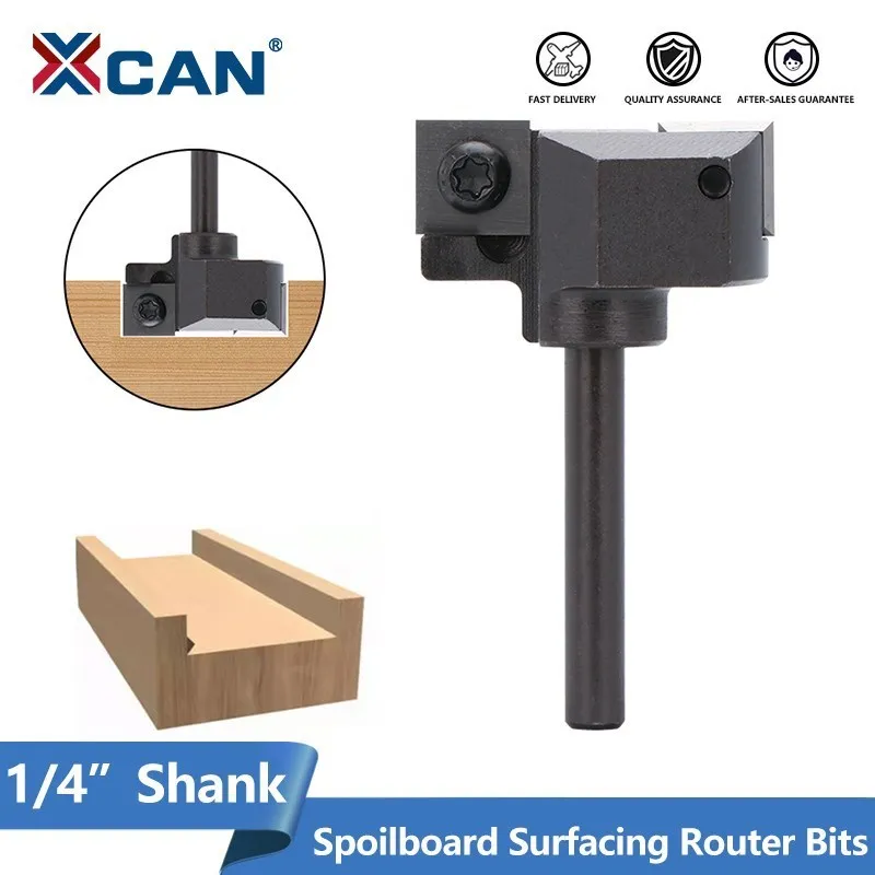 XCAN Milling Cutter Spoilboard Surfacing Router Bits,1/4”Shank  Slab Flattening Router Bit Wood Planing Bit Woodworking Tool