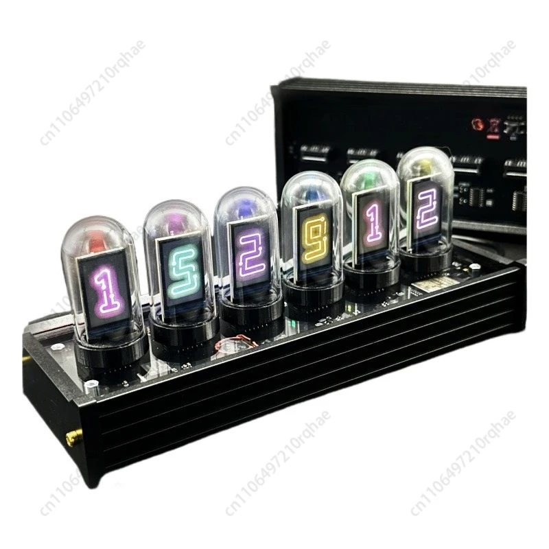 

IPS Pseudo-glow Tube Display Clock Boyfriend Gift Classic Retro Gold-plated Black Metal Craft Desktop Ornament