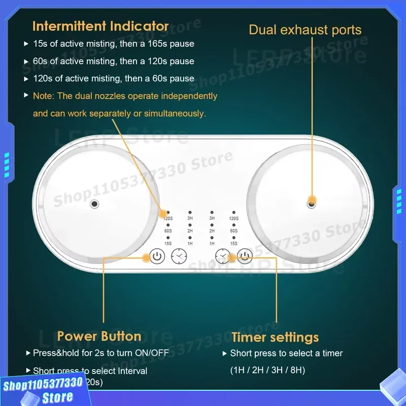 Portable Electric Aroma Diffuser 80ml Double Nozzle 4000mAh Battery Anhydrous Essential Oil Mist Maker for Hotel Home Desk