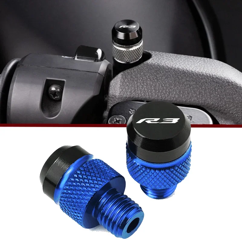 2 peças para yamaha yzfr3 acessórios de motocicleta cnc m10 * 1.25 parafusos de alumínio espelho buraco plugues tampa yzf r3 YZF-R3 2015-2025