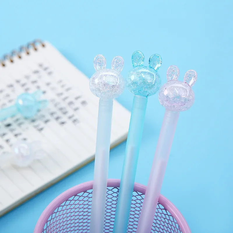 36PCS Korean-Style Creative Crystal Head Modeling Rabbit Gel Pen Colorful Laser Student Fine Stationery Kawaii School Supplies