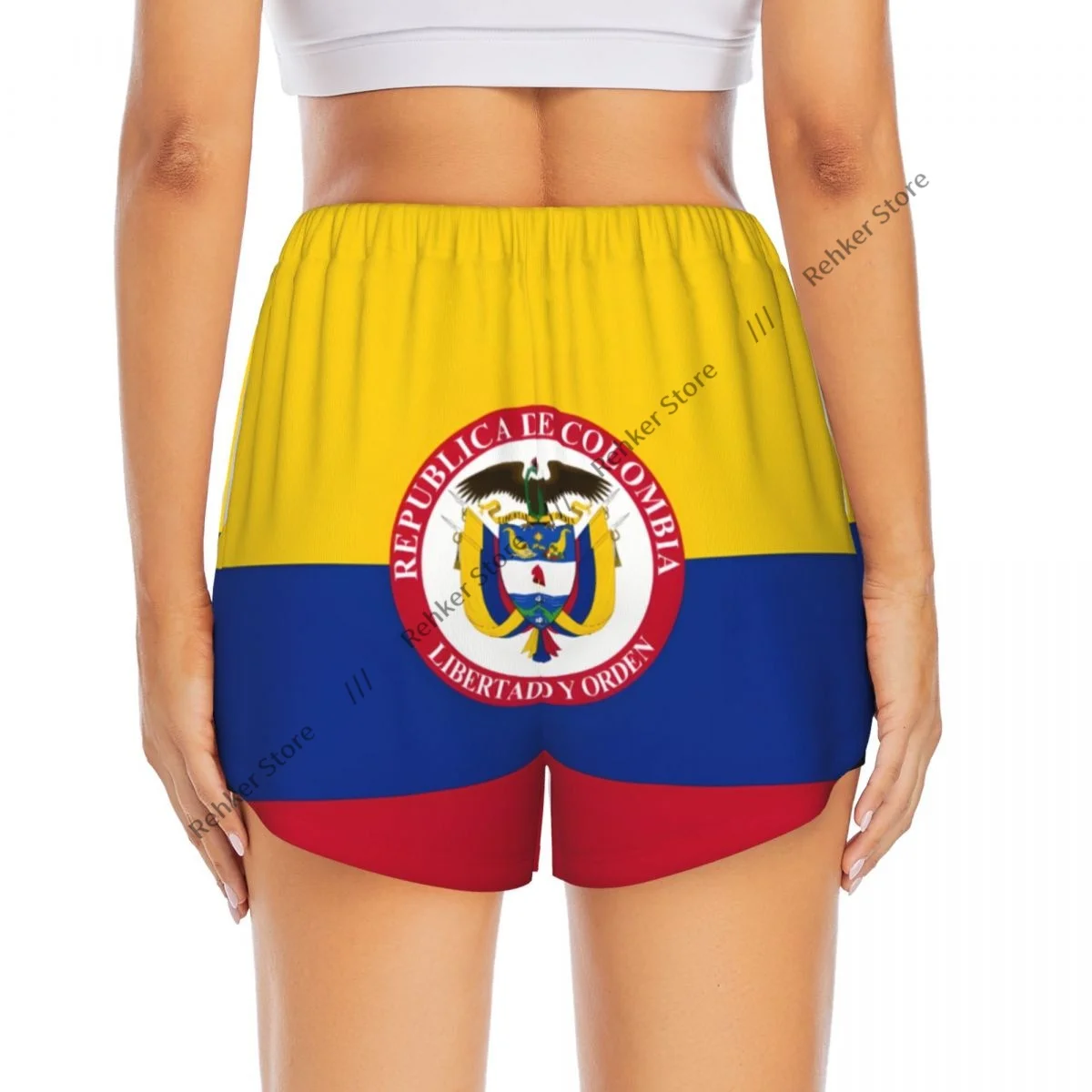 Women's Athletic Shorts Flag Of The President Of Colombia Running Yoga Fitness Quick-Dry Badminton Training With Pocket