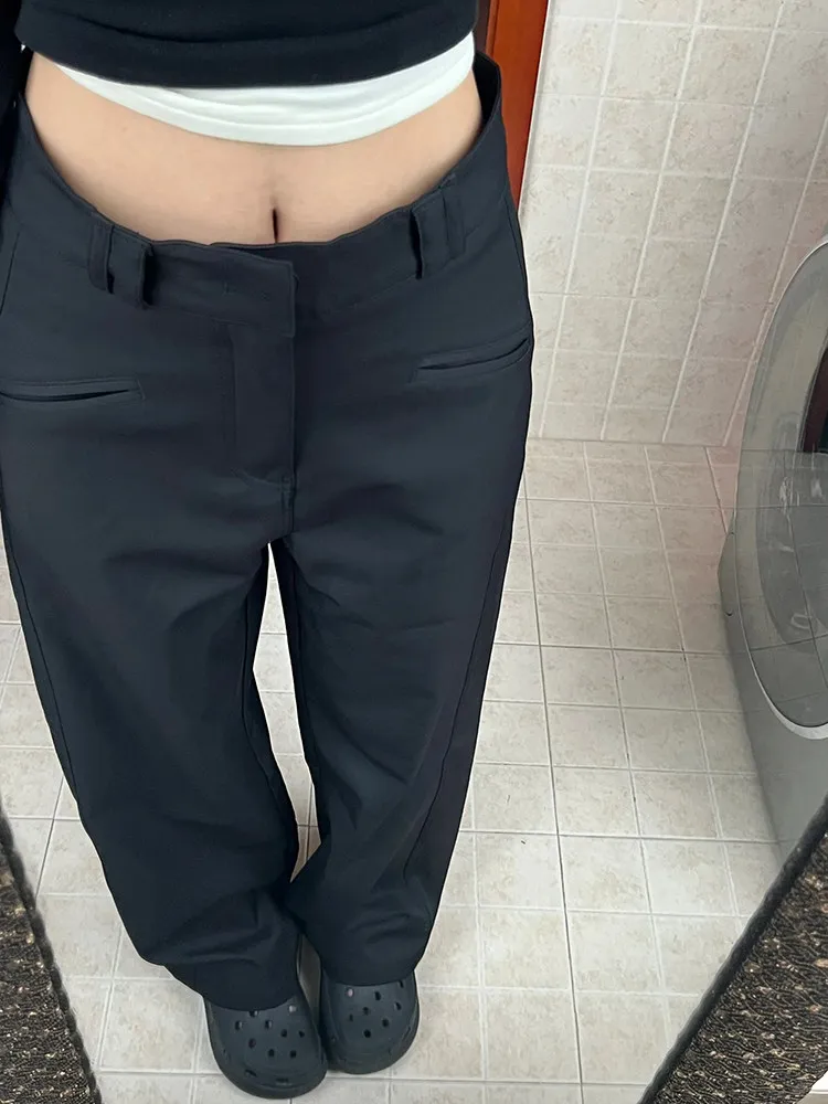 Bla カジュアルワイドレッグスーツパンツ レディース 冬 2025 新作 小さいサイズ ハイウエスト ルーズ スリム ストレート ロングパンツ