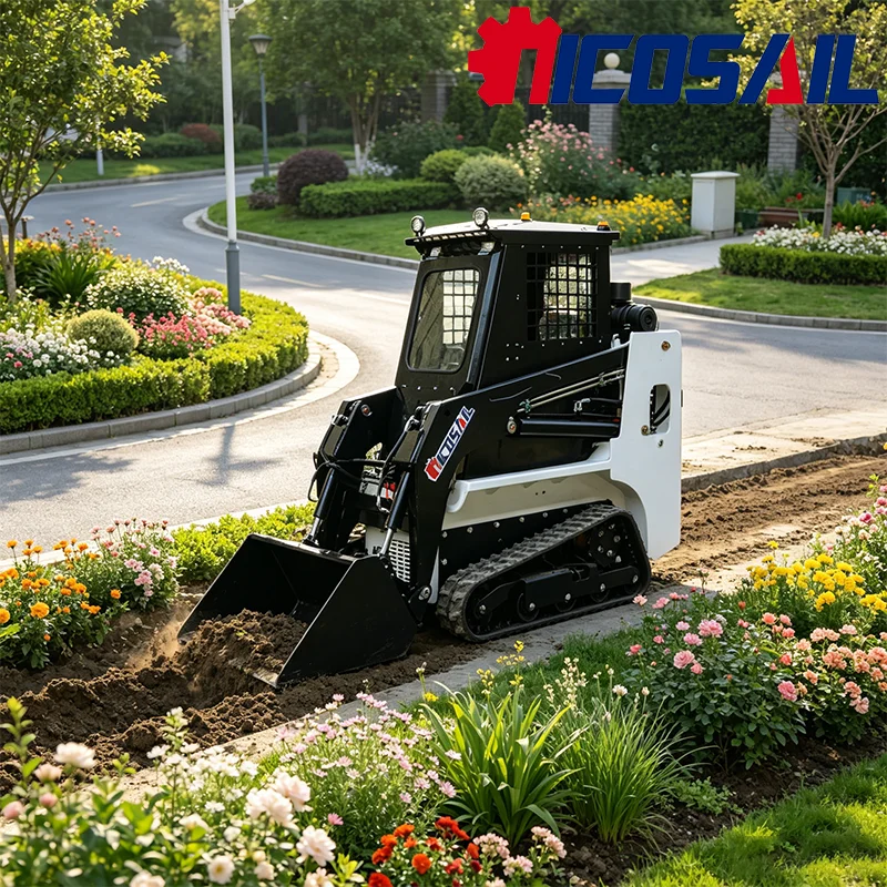 

Latest Enclosed Cab Crawler Skid Steer Loader, Customizable CE EPA Certified with Multi Attachments for Garden & Municipal Works