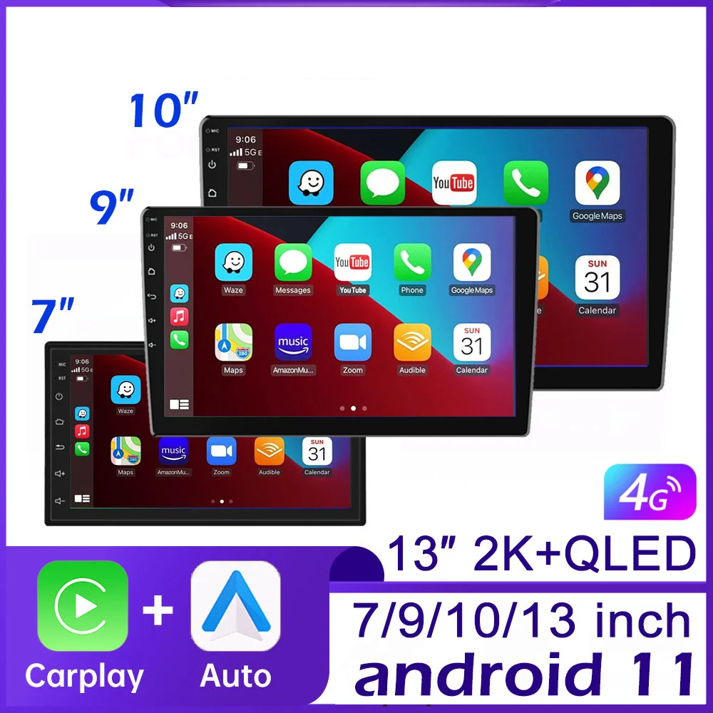 7 9 10 13 Inch Android Car Multimedia Video Player Stereo Radio GPS Navigation Tesla Style For Nissan Hyundai Kia Toyota Honda