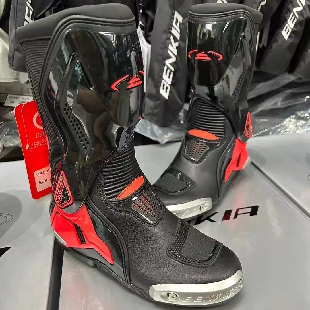 HOT BENKIA SH208 Motorcycle Botas CE Certification Professional Track Riding Boots Racing Zapato AntiCollision Off-Road forRally