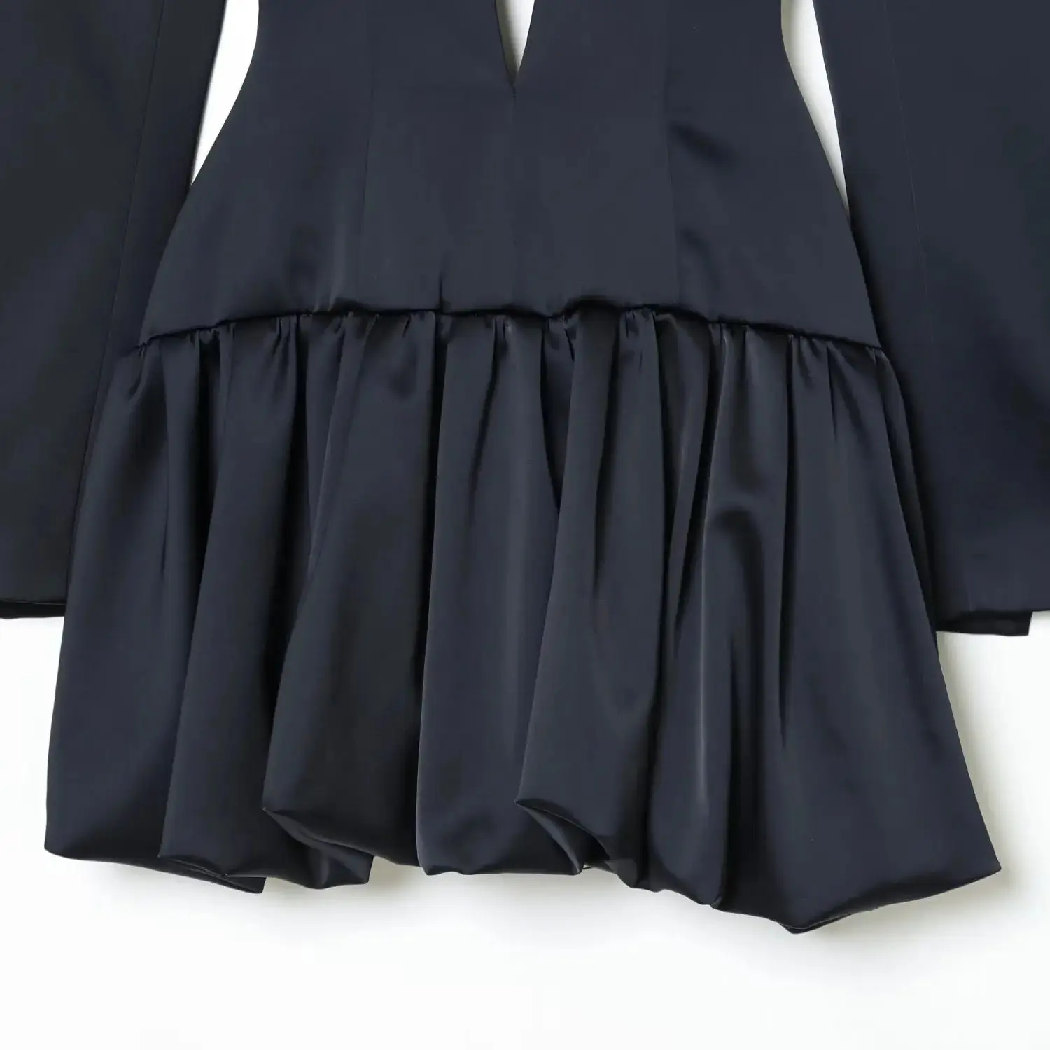 2025 امرأة الموضة الأوروبية والأمريكية نمط الخريف جديد زر فستان بكم طويل شيك عارية الذراعين تنورة صغيرة Vestidos Mujer #4