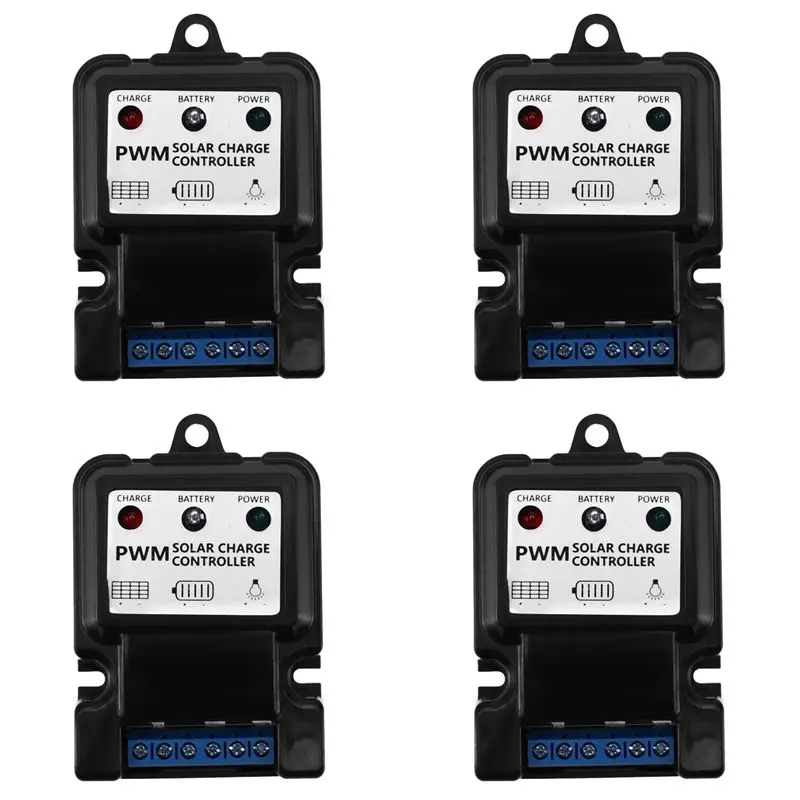 

LLCS-4Pc Новый, полезный, прочный контроллер заряда солнечных панелей 6В/12В 10А для авто, регулятор аккумулятора, хит продаж для дома и дачи