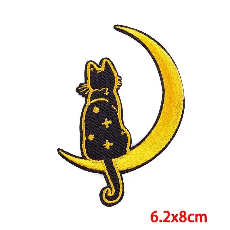 Embroidered Patch Iron On Patches for Clothing Pocket Moon Clothes Stickers Fabric Sewing Thermal Adhesive Applique Fusible