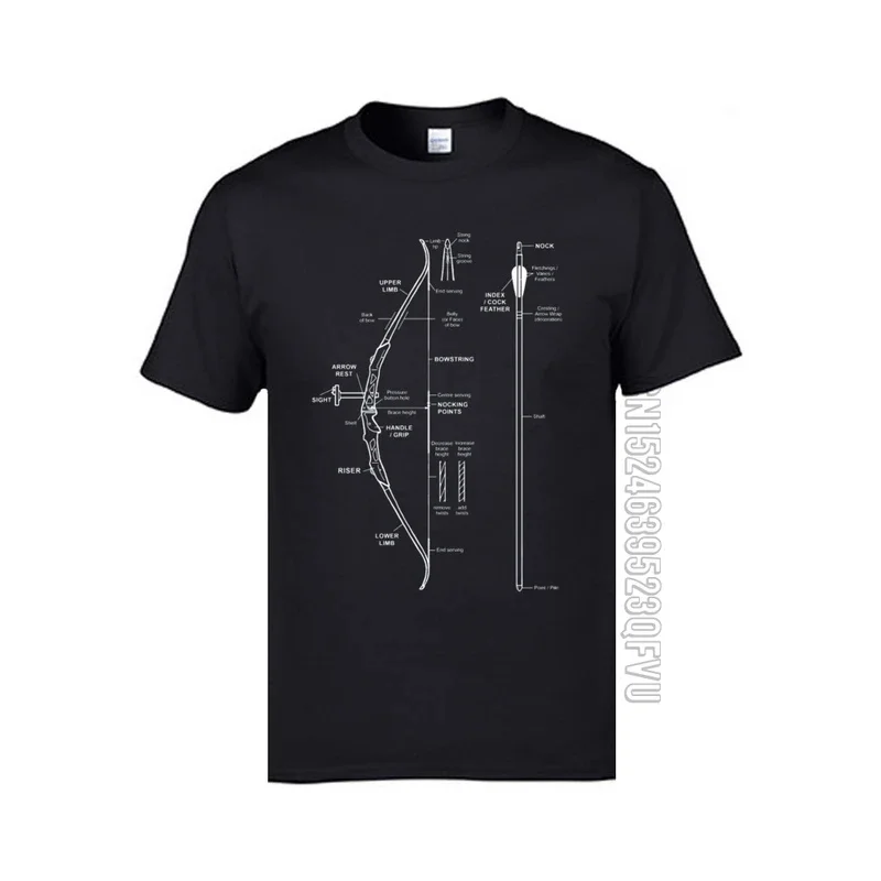 Camisetas con imagen de ilustración pictórica para hombre, arco compuesto, tiro con arco, caza, diseño de anatomía, partes superiores nuevas, camisetas con descuento