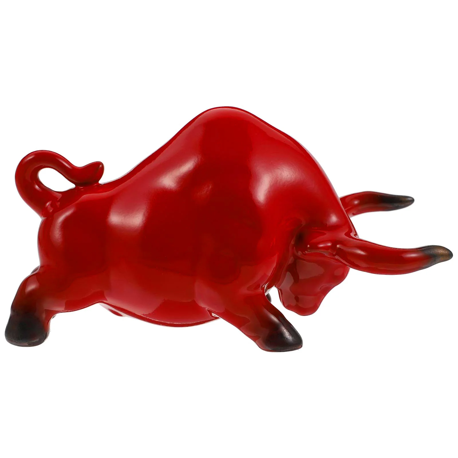 

1Pcs Ceramic Ox Adornment Lovely Tea Pet Decor Exquisite Craftsmanship Home Office Ornament Red Ox Displaying Decor