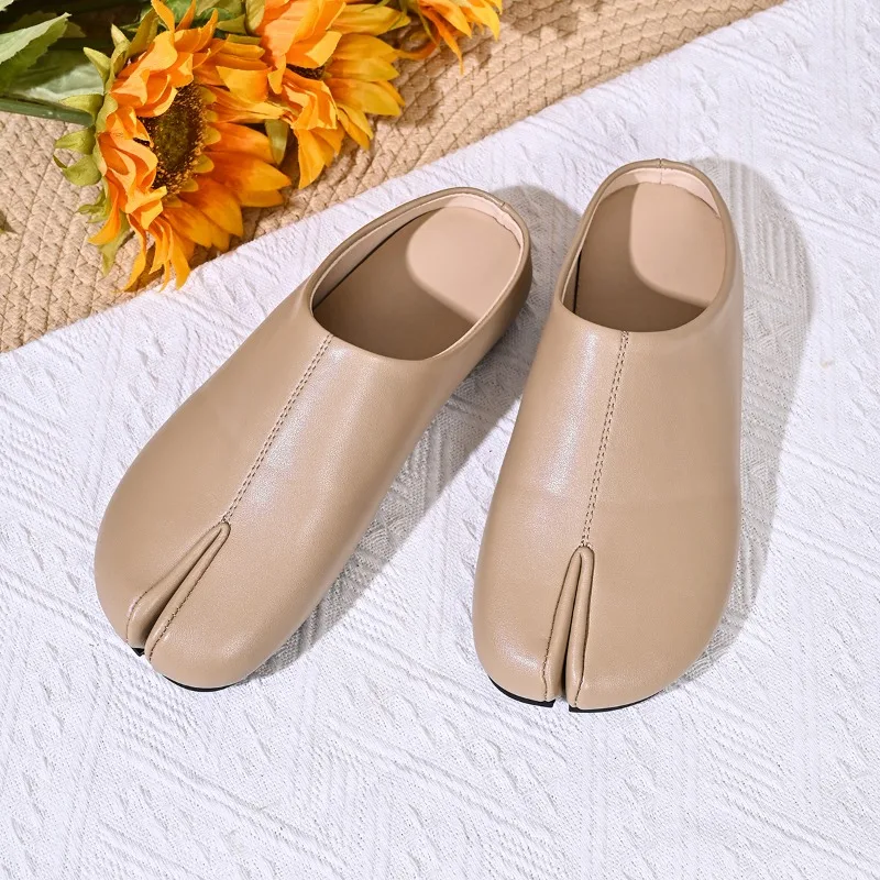 Neue Modische Tabi Ninja Flats Leder Split-Toe Flache Pantoffeln Damen Bequeme Loafer Sommer Niedrige Absätze Damen Mules Schuhe