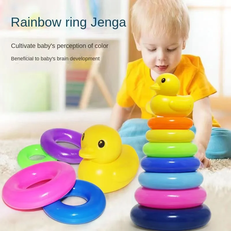 5-layer baby rainbow tower lasso toys Puzzle Stacking Baby Early Learning Toys 0-1 years old baby tumbler