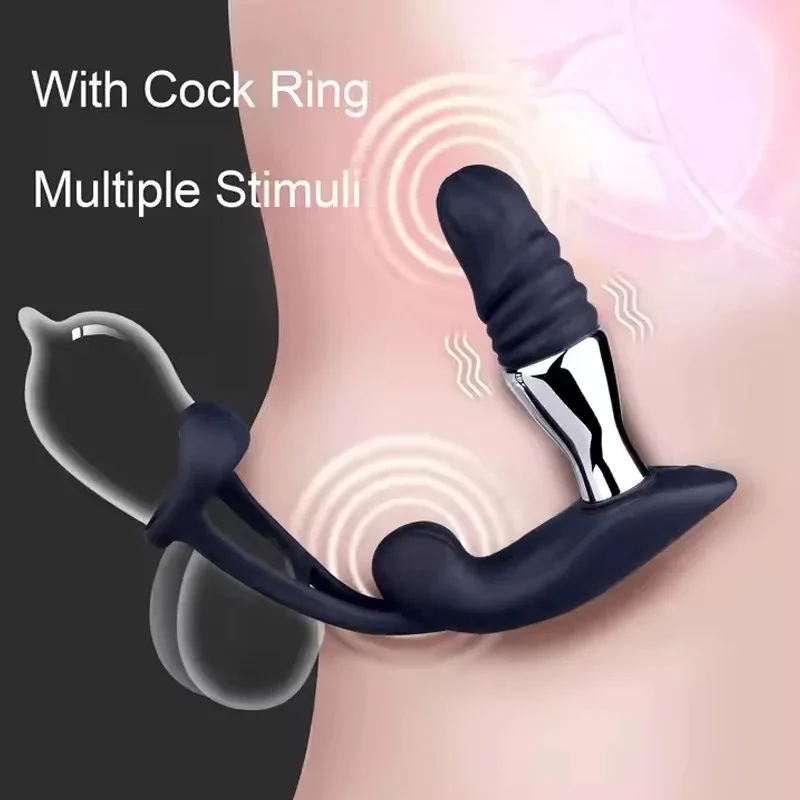 Vibration electric shock Prostate massage 10-frequency vibrating 3-frequency electric shock anal plug penis ring Adult Sex Toys