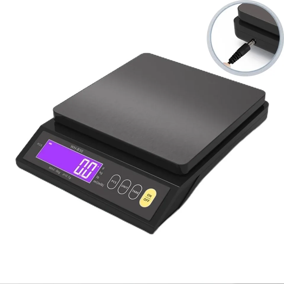 디지털 전자 주방 저울 LCD 디스플레이가있는 방수 스테인레스 스틸 측정 저울 5kg/0.1g 10kg/1g 충전식