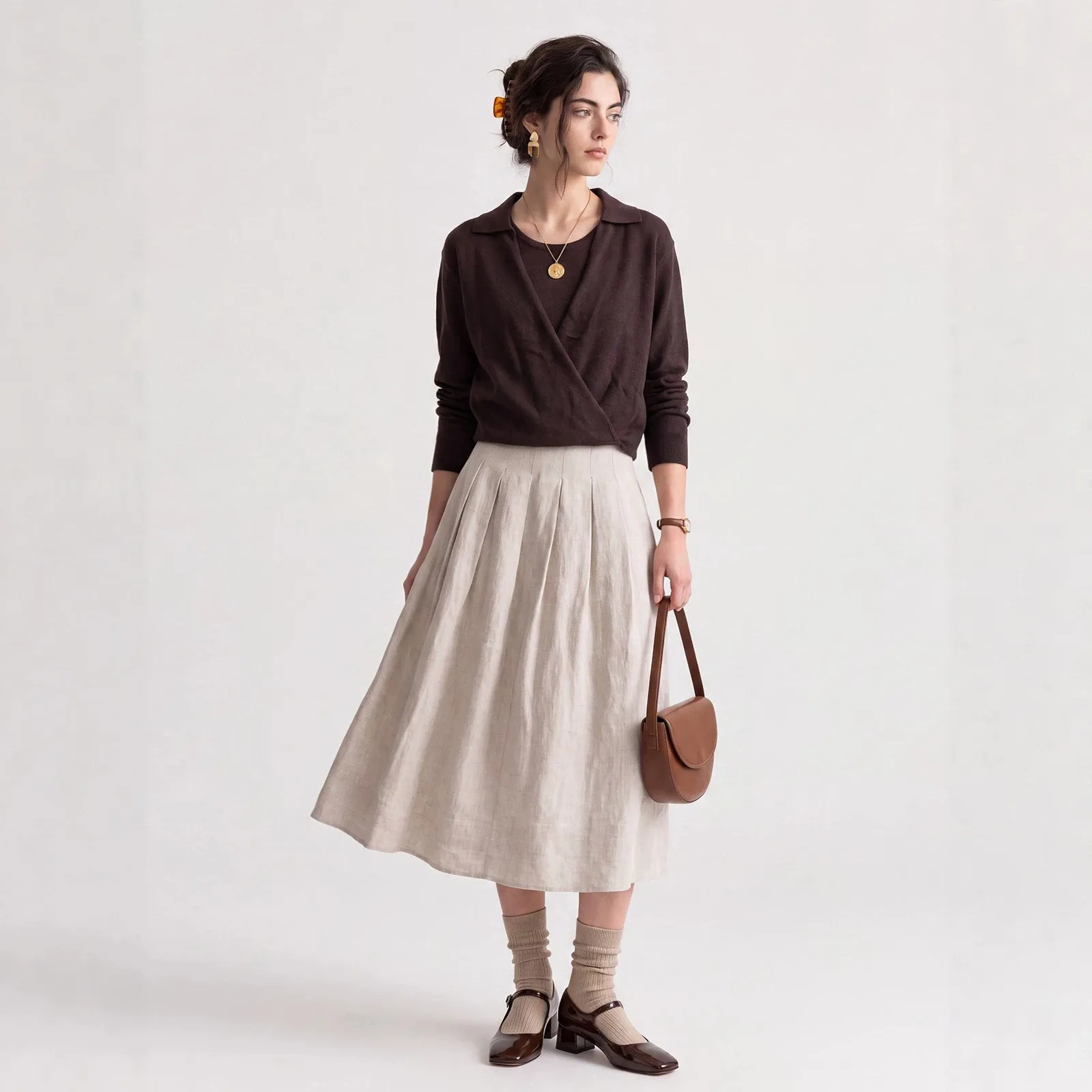 Midi Length Washed Skirt Maxi Length Japanese Korean Casual with Date Daily No Stretch Party Regular Thickness Women Skirts