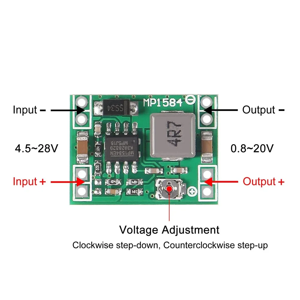 1PCS MP1584EN Step Down Power Supply Module DC-DC 3A Adjustable Buck Converter, Ultra-Small Size for Arduino Replace LM2596