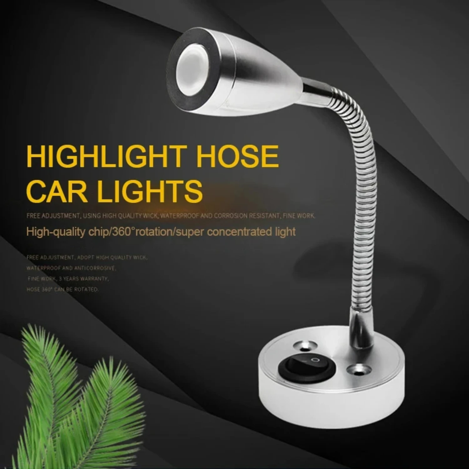 LED Hose Spotlight Spot Reading Light Lamp Warm Light Adjustable Reading Lamp  Camper Van Caravan Boat RV Motorhome Truck