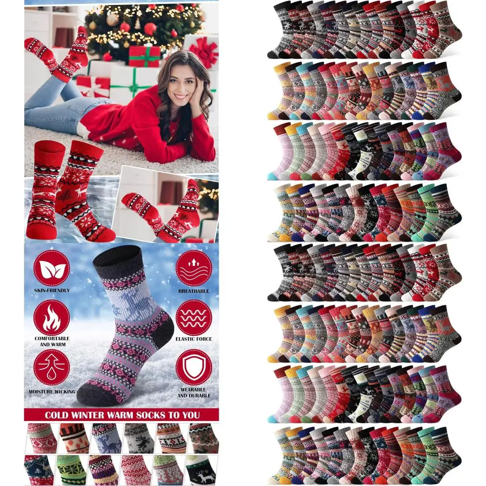 

Женские винтажные объемные теплые толстые вязаные носки, размер 5-9, идеальный рождественский подарок