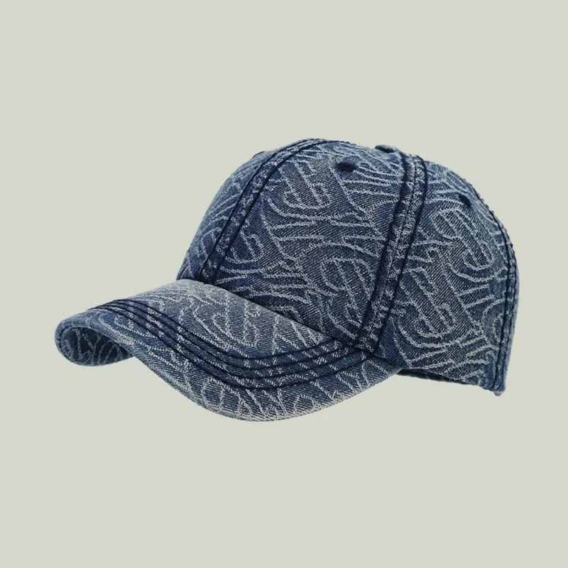 

Korean New Retro-printed Baseball Hat Women's Old Washed Denim Men's Fashionable Versatile Outdoor Adjustable Sports Cap Gorras
