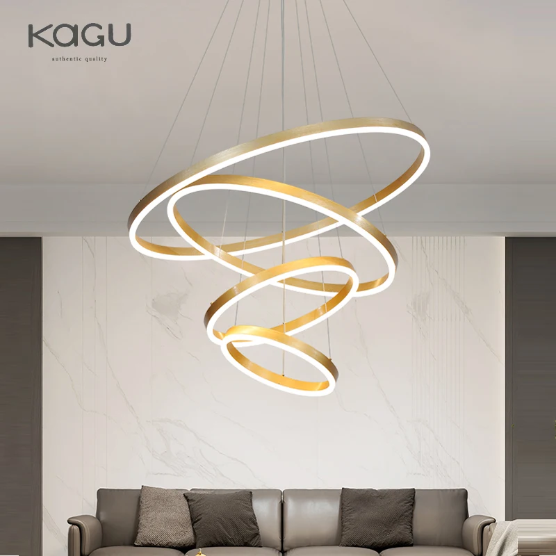 

Modern Pendant Lamp Led Rings Circle Ceiling Hanging Chandelier Black Loft Living Dining Room Kitchen Indoor Lighting Fixture