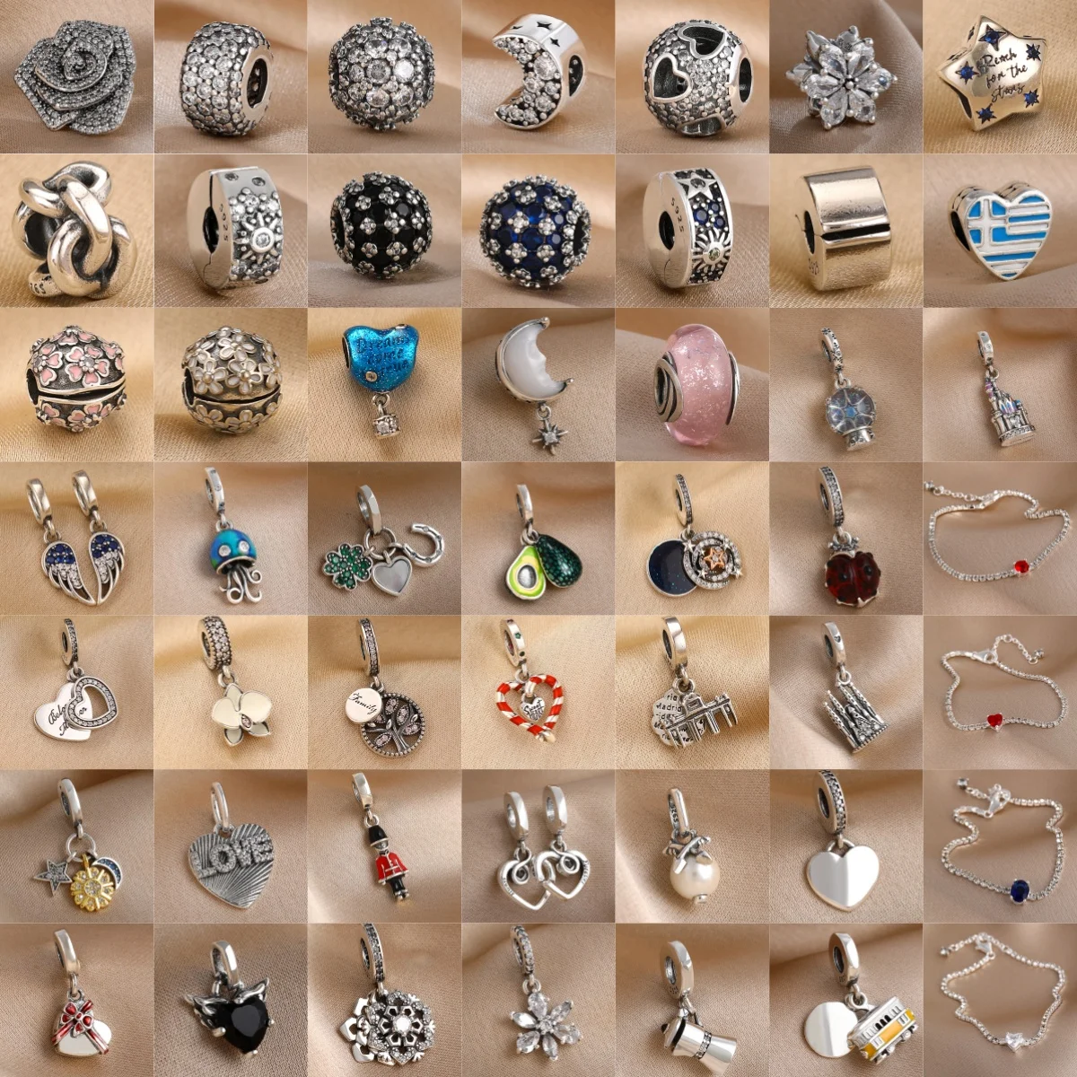 New 925 Silver Ladybug, Bus, Cup, Jellyfish Moon Pendant, Suitable for European Bracelets and Exquisite Jewelry Accessories