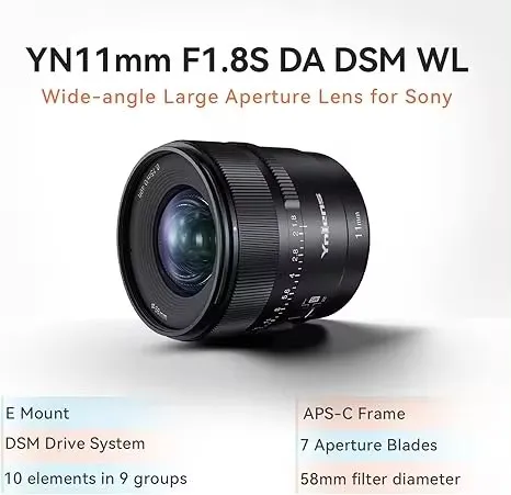 متوفر YONGNUO YN11mm F1.8S لعدسة التركيز التلقائي Sony عدسة A6700 A6000 A5100 A3500 ZV-E10