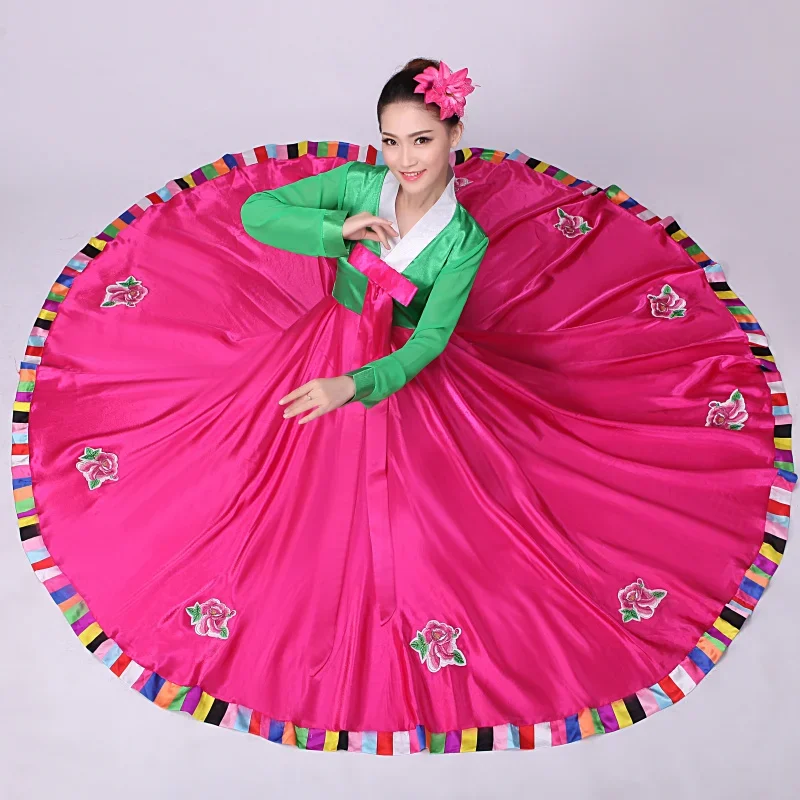 

Embroidered Korean Women's Traditional Korean Court Costume, High Waist, Big Long Today's Hanbok Improved Dance Performance 한복