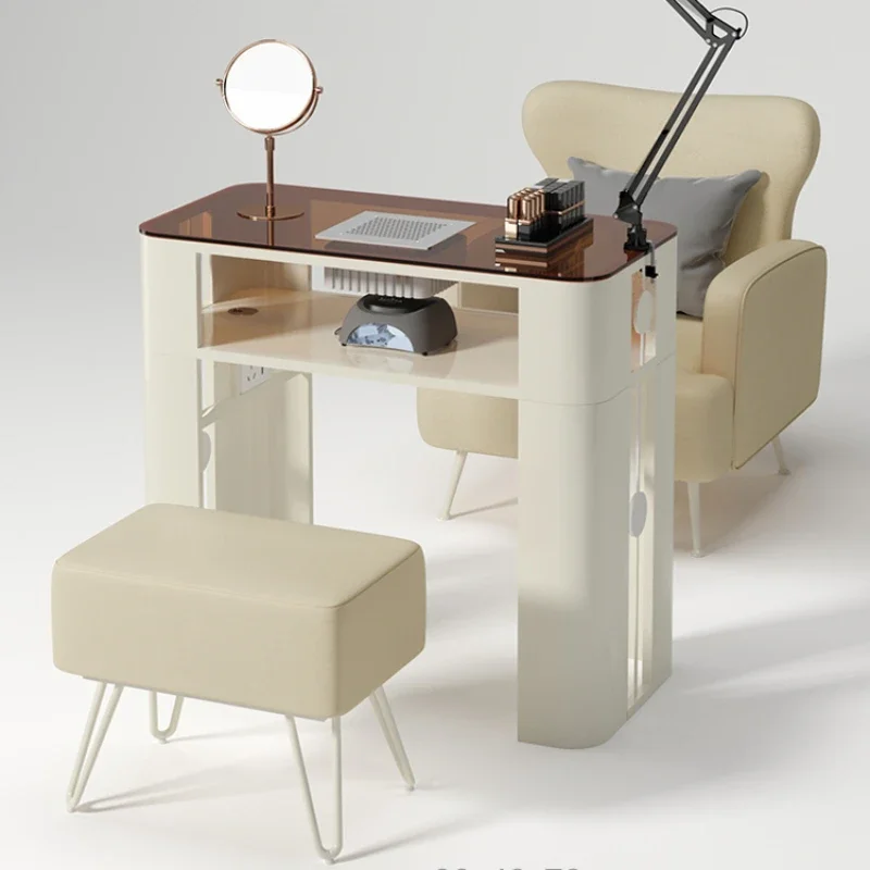 

Design Simple Manicure Table Glass Japanese Minimalist Modern Nails Table Nordic Nageltisch Mesa Beauty Salon Furniture