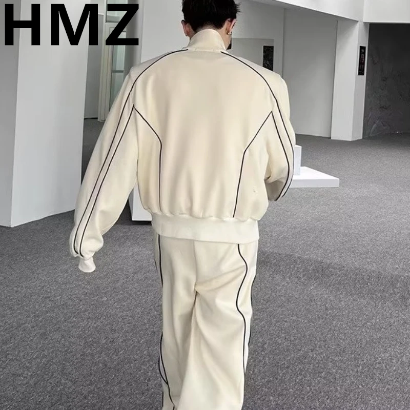 HMZ New Trend Men Sport Sets Casuals Sweat Suit Solid Color Sweatshirt Fashion Male Leisure Suit Hip Hop Oversized Casual Suits