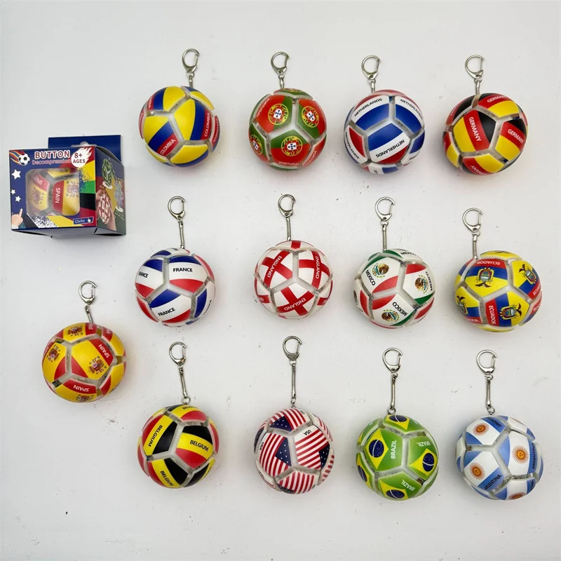 USA Mexico Canada All Country Flag Football Keychain Fidget Stress Ball Squishy Decompression Toy Anxiety Relief Fan Souvenir view 4