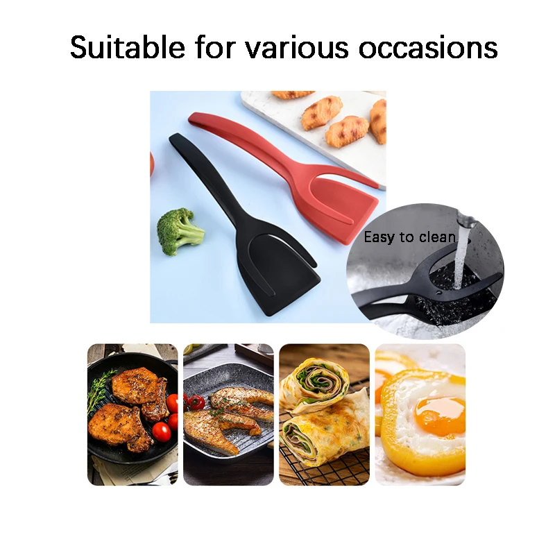 Spatule en Nylon 2 en 1 pour frire les œufs, cuisson du pain, des crêpes, du Steak, la friture en profondeur, rend la cuisine plus facile avec des outils de cuisine, 1 pièce