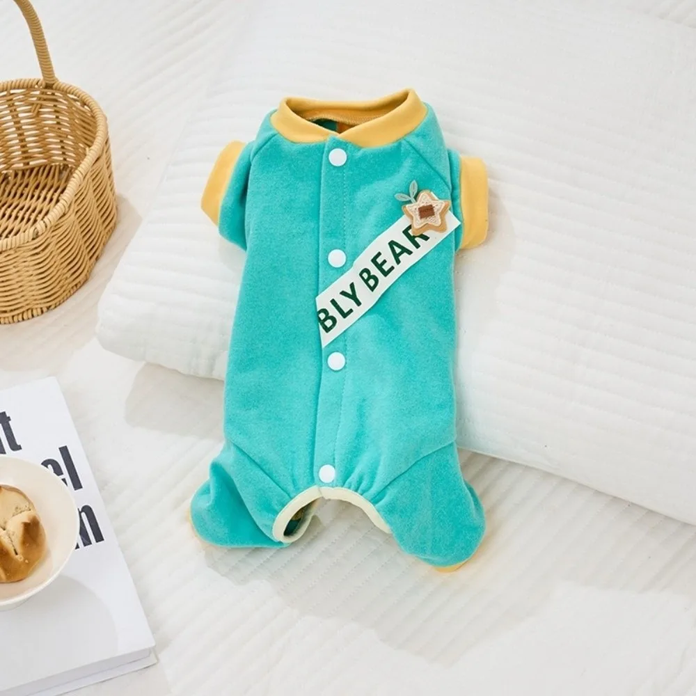 Elastic Dog Four-Legged Clothes Long Sleeves Warm Dog Recovery Suit Color Blocked Soft Pet Belly Cover Belly Protection