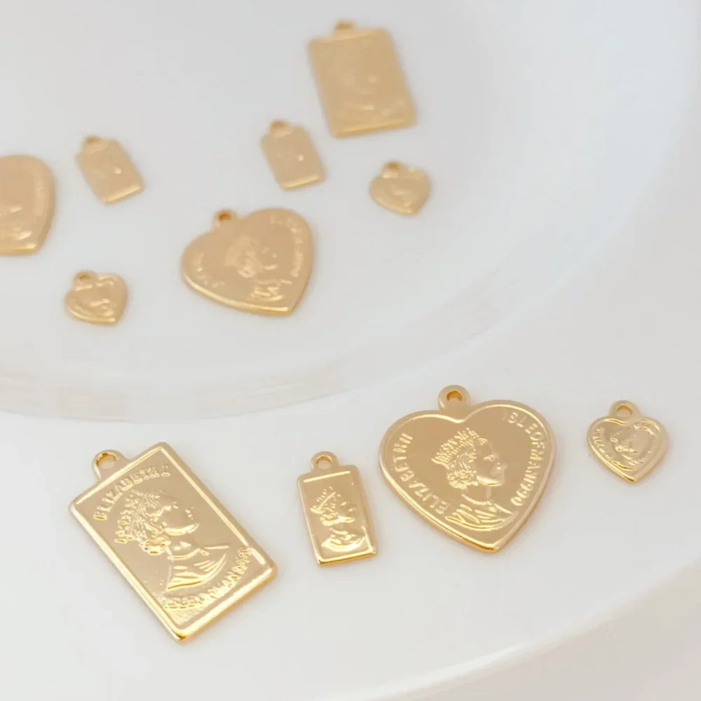 

Copper Gold-plated 14K Rectangular Heart-shaped Pendant Bracelet Necklace Pendant, Handcrafted DIY Accessory