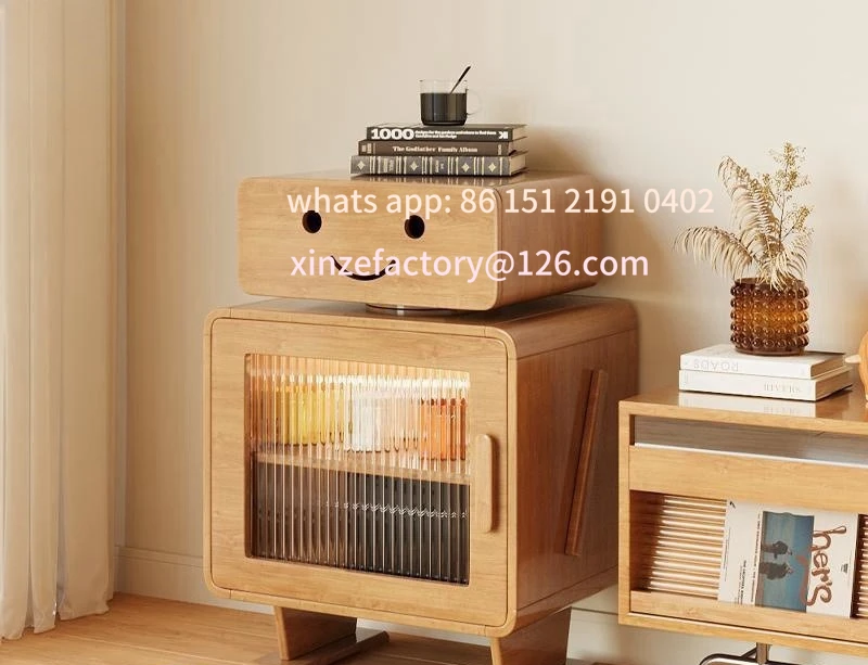 맞춤형 원목 침대 옆 테이블 수납장 침실 수납 거실 창의적인 서랍장 조명 사이드보드