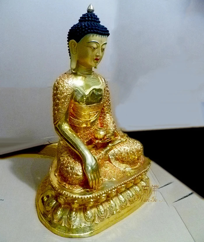 65CM Large huge # GOOD Temple Buddhist disciple efficacious Nepal Gold-plated Shakyamuni Buddha statue