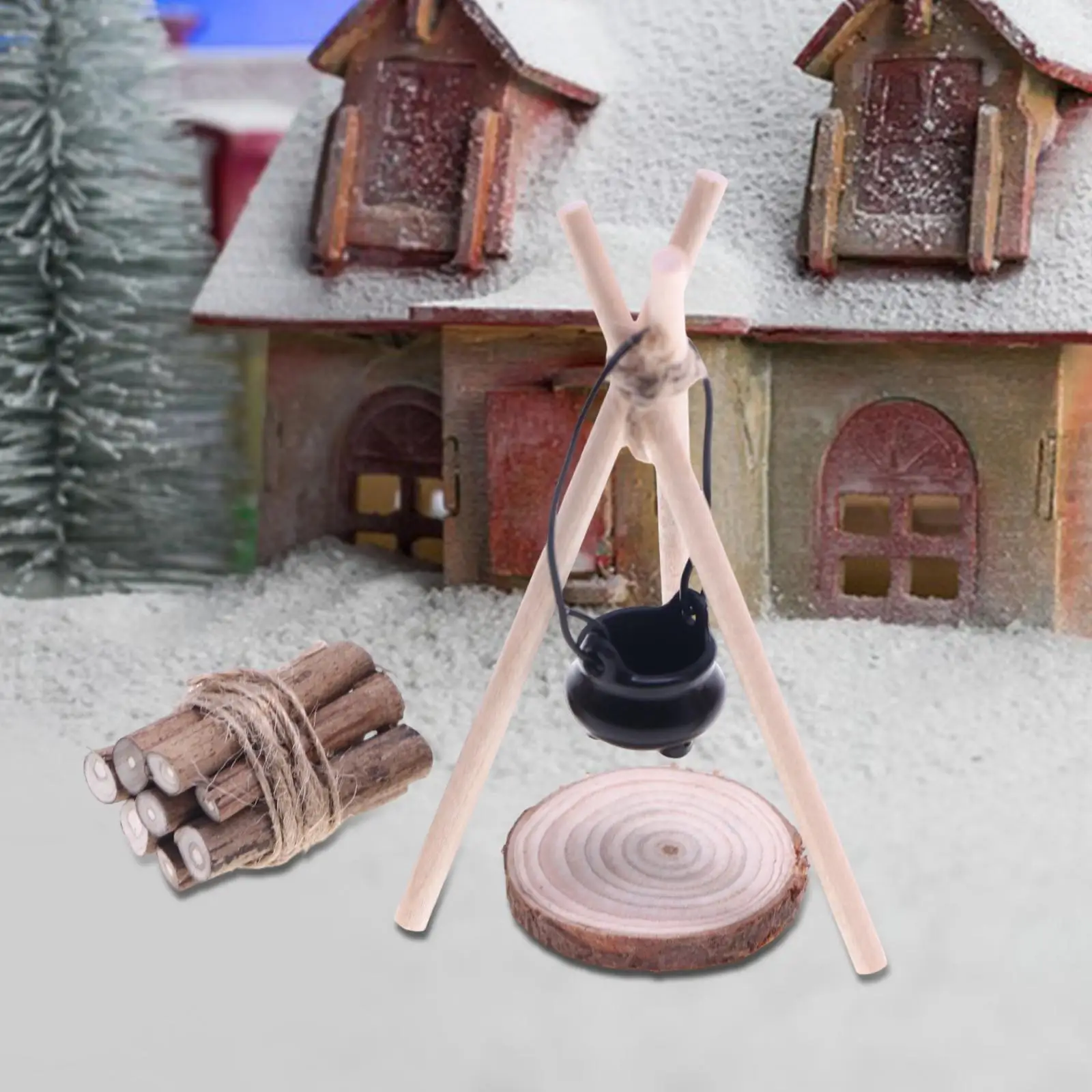 Set da campeggio per casa delle bambole 2x1/12 Decorazioni per scene Mini set da campeggio fai-da-te per set di legna da ardere micro paesaggio