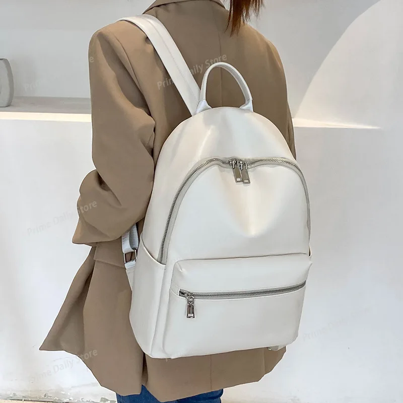New PU Soft‑Leather Women’s Backpack, Large‑Capacity Versatile Daypack for Student Daily Classes & Trendy Travel Outings