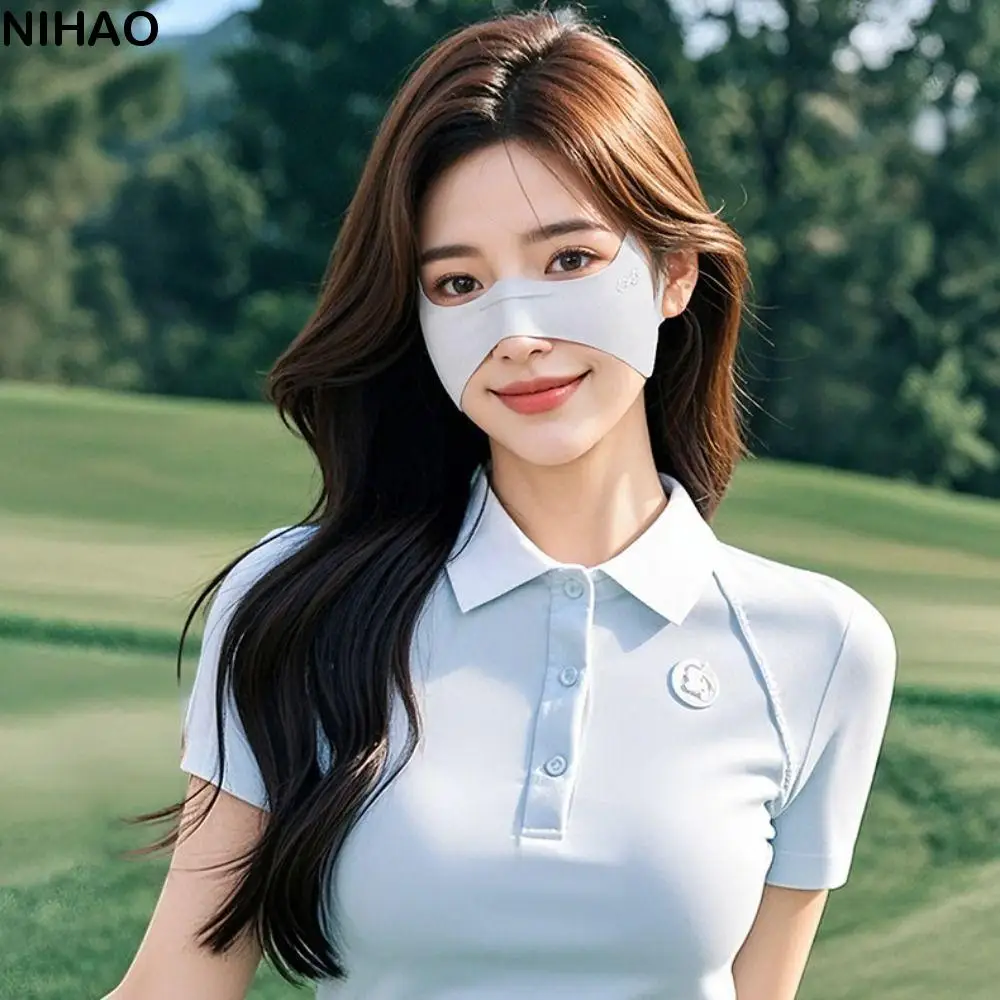 

Breathable Elastic Ice Silk Mask Thin UV Protection Sunscreen Eye Patches Solid Color Sunscreen Veil Golf Face Mask Women/Girls