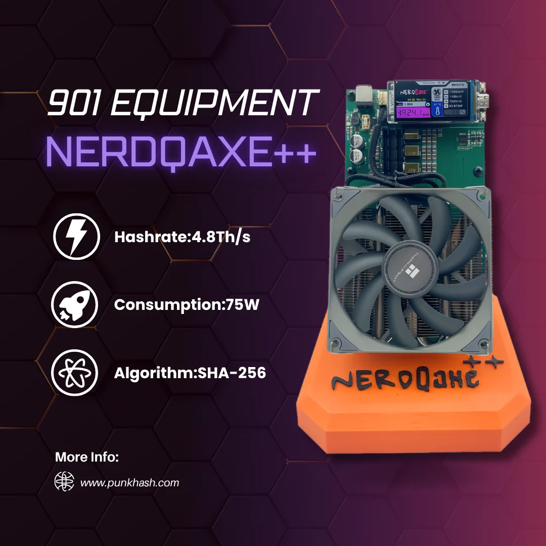 

NerdQAxe++ 4.8T with PSU and Stand NerdQAxe++ 4.8T with PSU & Stand 75W 2.4g WiFi BM1370 chips Bitcoin Miner